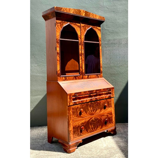 Wood Vintage Empire Drop Front Secretary Desk For Sale - Image 7 of 12