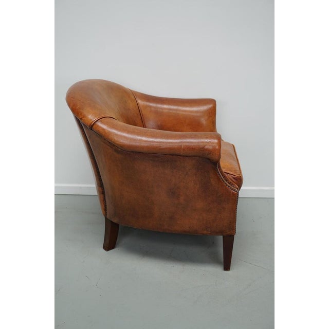Industrial Vintage Dutch Cognac Colored Leather Club Chair For Sale - Image 3 of 16