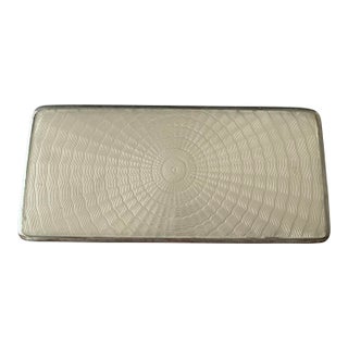 Antique Art Deco Silver Guilloche Enamel Glass Trinket Box Jar C 1920 For Sale