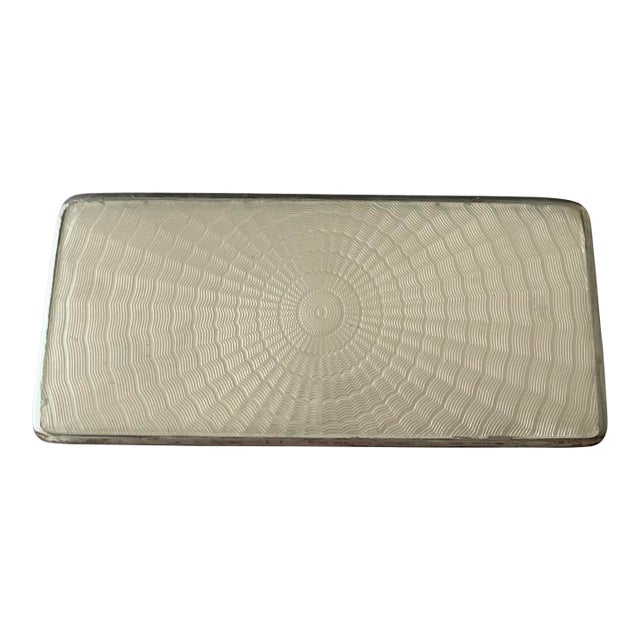 Antique Art Deco Silver Guilloche Enamel Glass Trinket Box Jar C 1920 For Sale