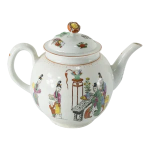 English Worcester Dr. Wall Porcelain Chinoiserie Teapot