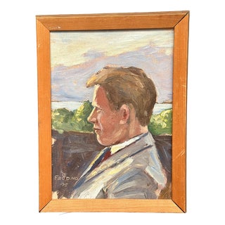 Fröding, Portrait, 1975, Oil on Canvas, Framed For Sale