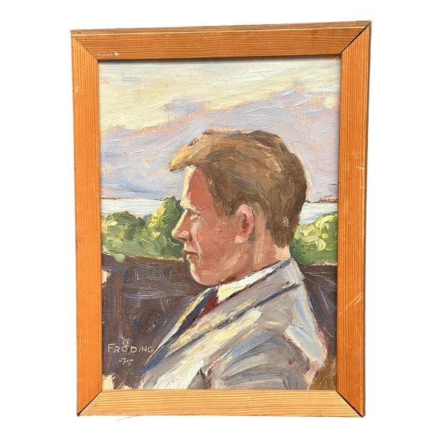 Fröding, Portrait, 1975, Oil on Canvas, Framed For Sale