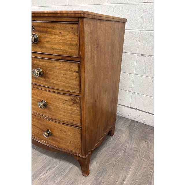 Wood Antique Federal / Hepplewhite Style Bowfront Mahogany Chest of Drawers For Sale - Image 7 of 11