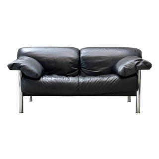 Two-Seater Sofa in Black Leather by Pierluigi Cerri for Poltrona Frau, Italy, 1990s For Sale