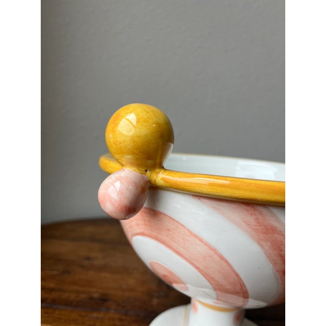 Art Nouveau 1980s Dalla Gassa, Mario Nove, Italy Ceramic Pedestal Bowl For Sale - Image 3 of 10