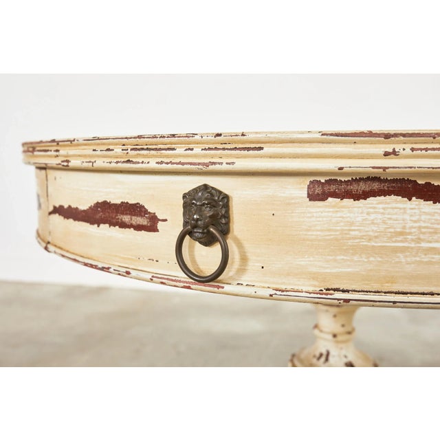 Cream Country Swedish Gustavian Center Table Painted by Ira Yeager For Sale - Image 8 of 13