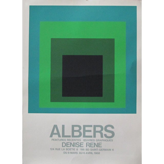 Paper 1968 Orignal French Exhibition Poster - Josef Albers, Denise Rene Gallery (Blue) For Sale - Image 7 of 7