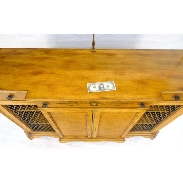 Traditional Regency Gallery Etagere Top Light Burl Walnut Sideboard Credenza c1920s MINT! For Sale - Image 3 of 18