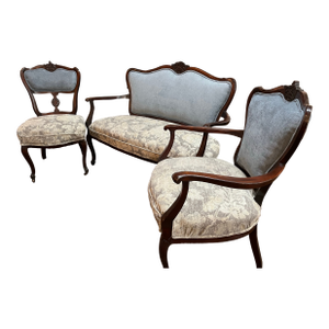 Late 19th Century Victorian Settee and 2 Matching Chairs
