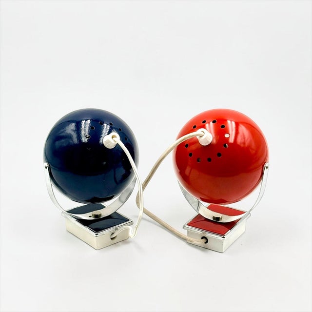 Space Age Red and Blue Eyeball Wall Lamps, 1970s, Set of 2 For Sale - Image 10 of 15