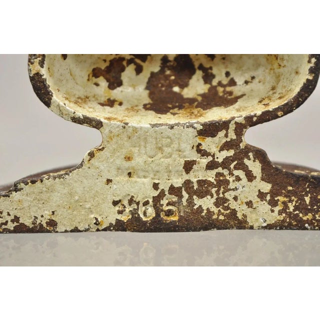 Metal Antique Victorian Hubley Tall Cast Iron Figural Floral Painted Bouquet Door Stop For Sale - Image 7 of 10