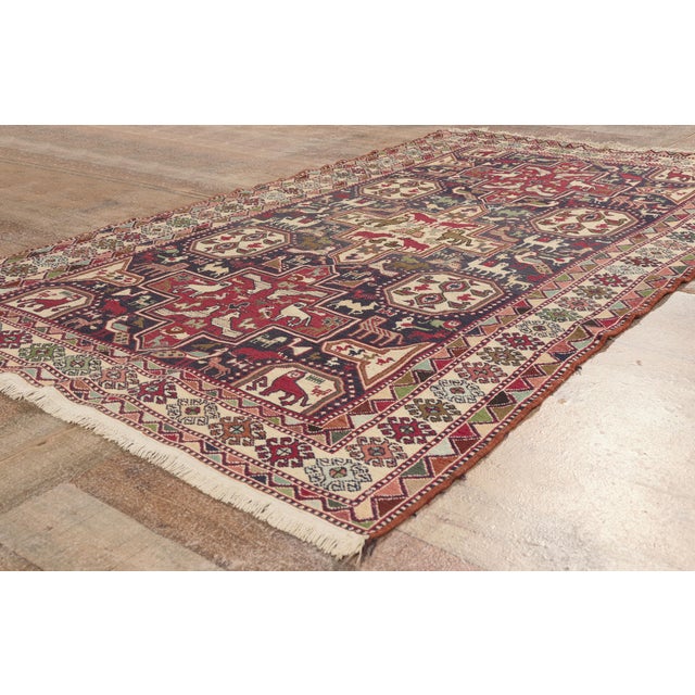 Navy Blue Vintage Persian Soumak Rug, 04'00 X 06'07 For Sale - Image 8 of 10