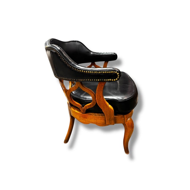 1970s Set of 2-Black Leather Club Chairs For Sale - Image 4 of 6