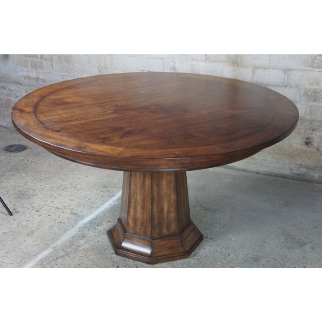 Henredon Acquisitions Round Mahogany Glass Top Pedestal Dining Table