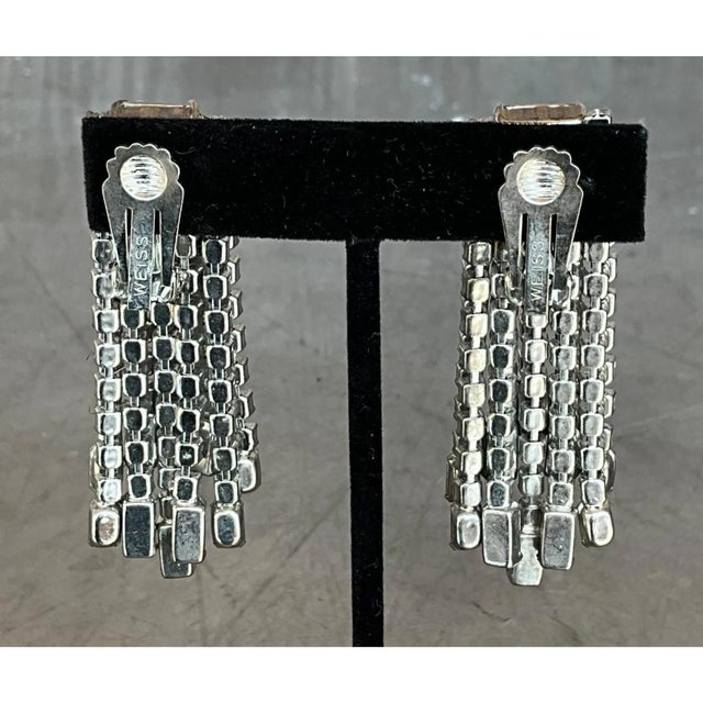 Vintage Weiss Rhinestone Clip on Earrings For Sale - Image 9 of 12