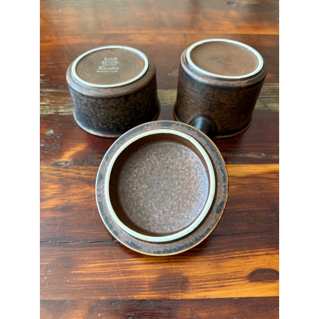 Ceramic Vintage Arabia Finland "Ruska" Sugar Pot and Creamer by Ulla Procopé For Sale - Image 7 of 8