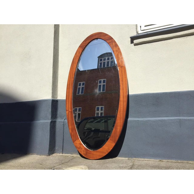 1960s Mid-Century Danish Large Elliptical Mirror in Teak, 1960s For Sale - Image 5 of 5