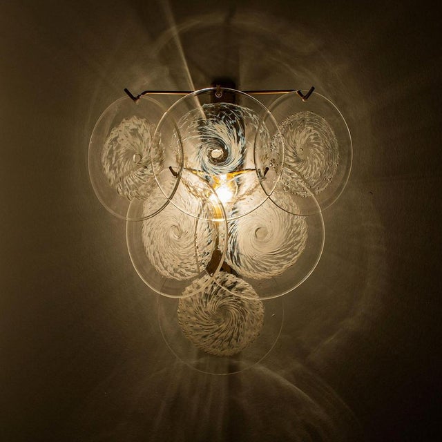 Metal Glass Disc Wall Lights attributed to Vistosi, Italy, 1960s, Set of 2 For Sale - Image 7 of 16