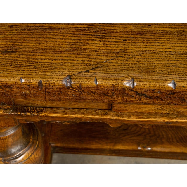 Danish Langeland Late 19th Century Oak Table With Carved Apron and Turned Legs For Sale - Image 12 of 12