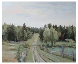 Stanislav Ivanicki, Rural Road, Oil on Cardboard