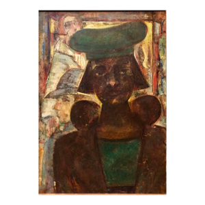 Maurice BeckerModernist Oil Painting the Shop Window NYC 1940s WPA era