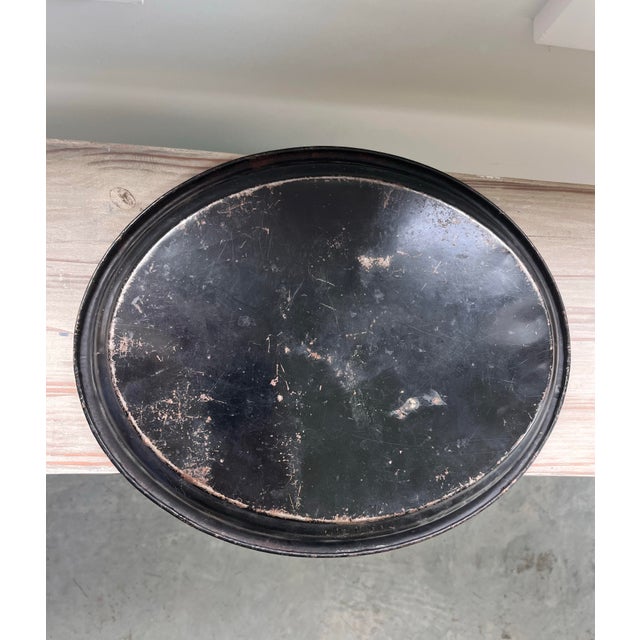 Antique English Hand-Painted Floral Oval Toleware Tray, Late 19th Century For Sale - Image 10 of 10