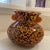 1980s Vintage Hand Blown Glass Vase With Curled Handles in Spotted Amber Leopard Print For Sale In Los Angeles - Image 6 of 10