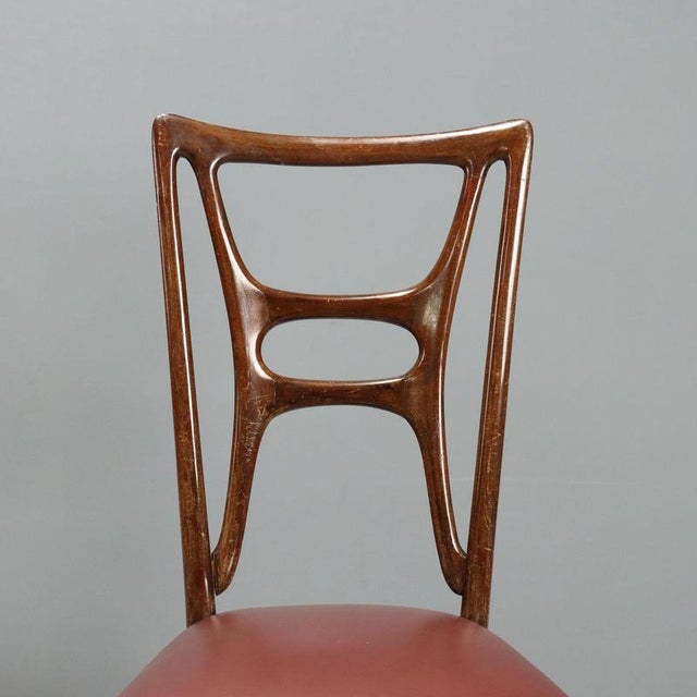 Mid-Century Chairs with Bordeaux Seats, 1950s, Set 6 For Sale - Image 4 of 9