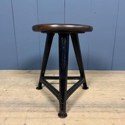 Black Stool with Dark Wooden Seat from Rowac, 1940s For Sale - Image 13 of 14