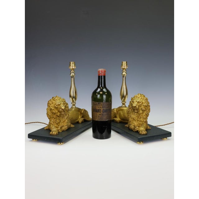 Gilt Bronze Lion Table Lamps attributed to Henri Picard, Paris, 1860s, Set of 2 For Sale - Image 13 of 18
