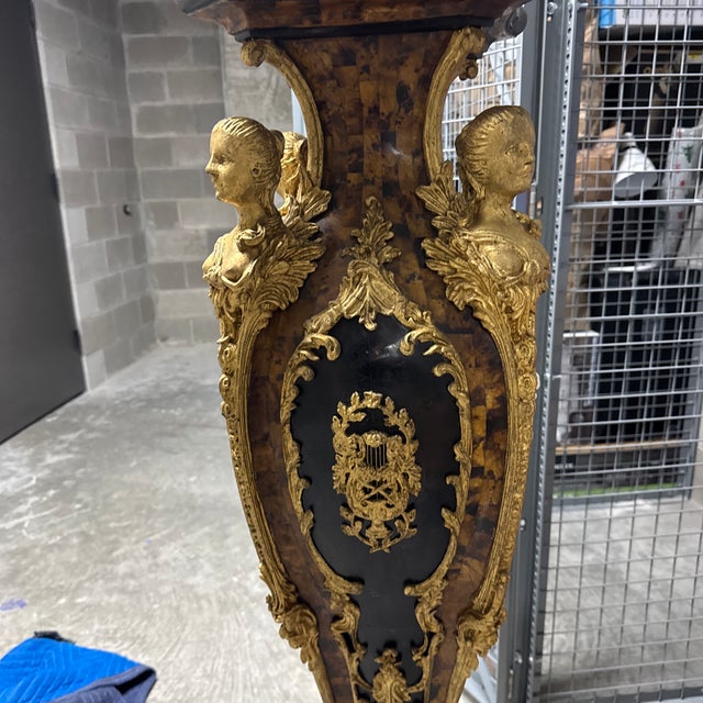 Stone Italian Marble Faux Tortoise Monumental Pedestals - a Pair For Sale - Image 7 of 12