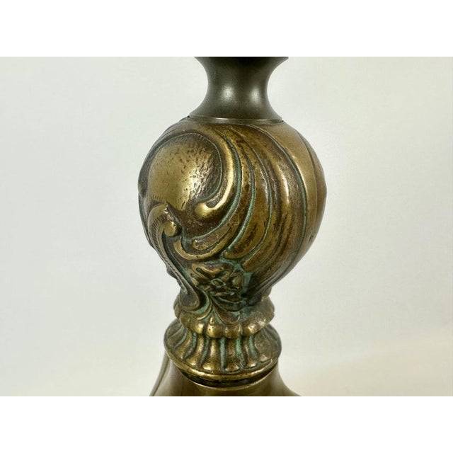 Large French Bronze Altar Candlestick, 19th Century For Sale - Image 4 of 18