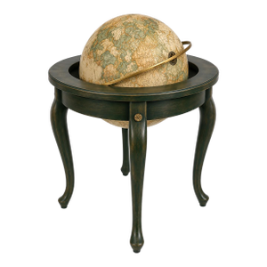 Emerald Green Vintage Library Globe on Queen Anne Stand – Ralph Lauren Style New York Loft Office Decor