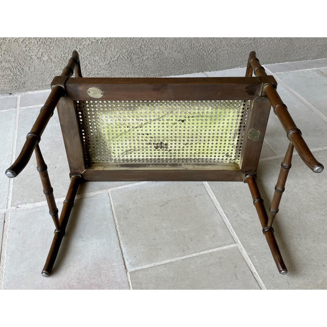 Baker Furniture Circa 1970 Diminutive Chinese Chippendale Faux Bamboo & Cane Window / Entryway Bench For Sale - Image 10 of 12