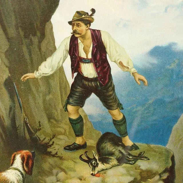 After Josef Ringeisen, Dramatic Poacher Scene, Oil Print, Framed For Sale - Image 5 of 8