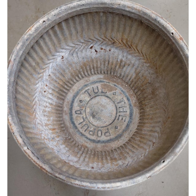 Vintage English Chevron Galvanized Dolly Tub Planter For Sale In New York - Image 6 of 6