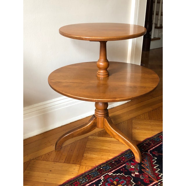 Vintage Ethan Allen MidCentury Maple TwoTiered Round Side Table Chairish