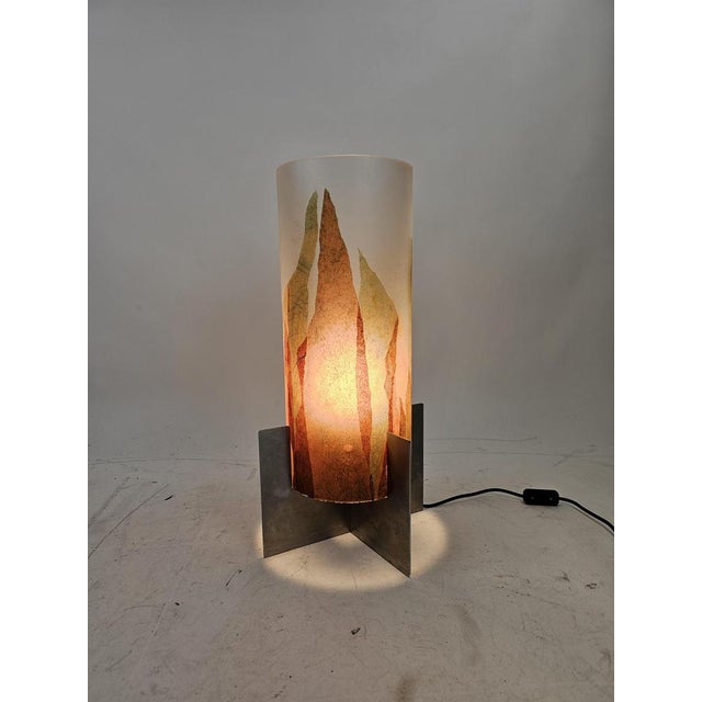 Metal Italian Table Lamp with Leaf Theme, 1980s For Sale - Image 7 of 9