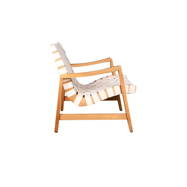 1940s Mid Century Vintage Jens Risom Knoll Webbed Armchair For Sale - Image 5 of 11