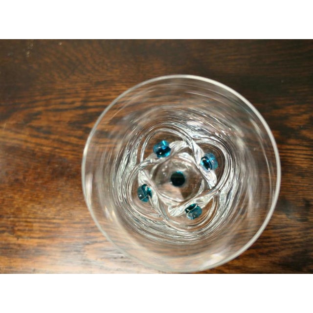 1960s Floride Crystal and Turquoise Whiskey Tumblers and Assiette from Lalique, 1960, Set of 7 For Sale - Image 5 of 8