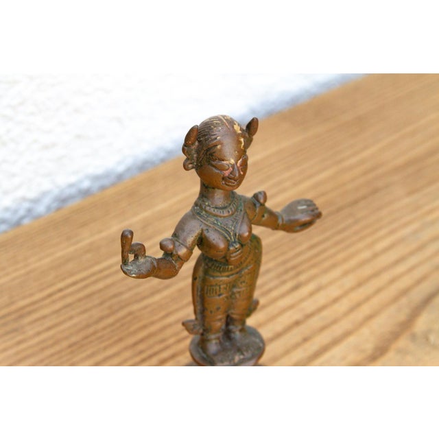 19th Century 19th Century Ritual Bronze Miniature Apsara For Sale - Image 5 of 7