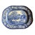 Antique Dark Blue Transfer Decorated Staffordshire Platter, "Wild Rose" For Sale