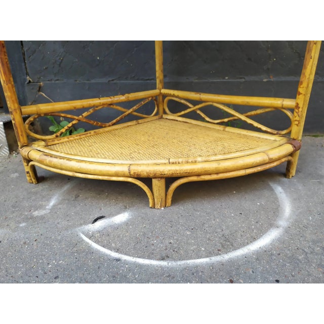 Rattan Corner Shelf, 1960s For Sale - Image 12 of 14
