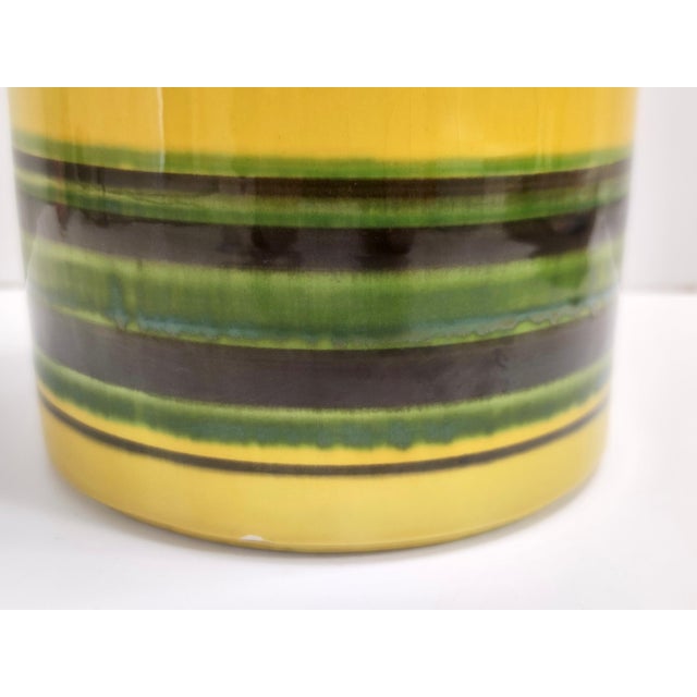 Postmodern Blue and Yellow Glazed Vase and Bottles attributed to Parravicini, 1970s, Set of 3 For Sale - Image 10 of 15