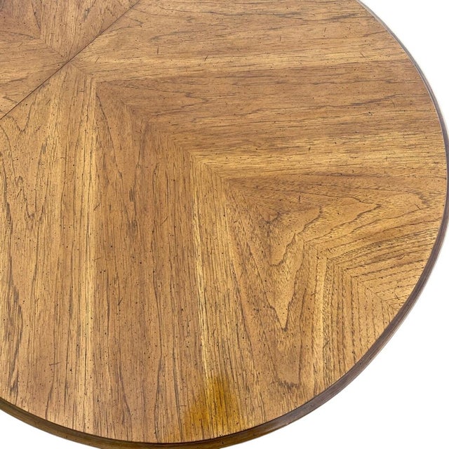 Vintage Bookmatched Veneer Oval Extension Dining Table For Sale - Image 9 of 18