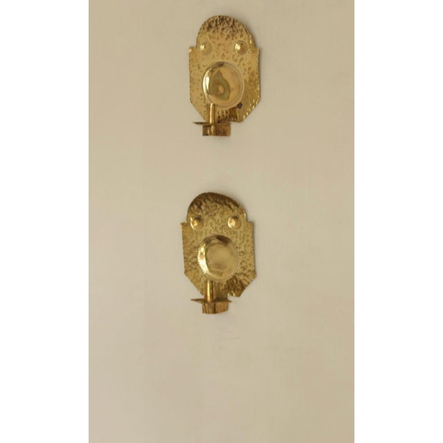Gold Mid-Century Swedish Brass Sconces, Set of 2 For Sale - Image 8 of 13