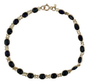 6.60ctw Blue Sapphire Tennis Bracelet 18k Yellow Gold 7" 4.1mm