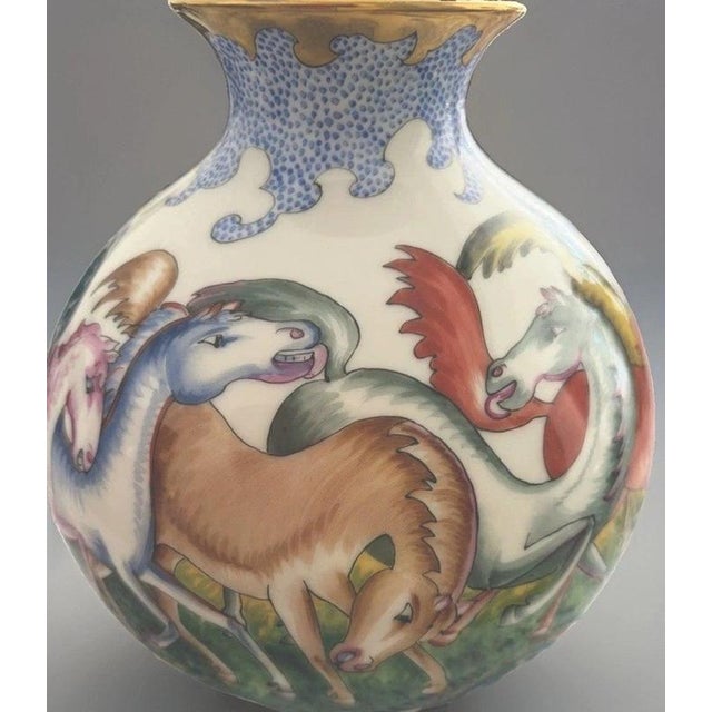 Art Deco Porcelain Vase with Horses by Franz von Zülow for Augarten, Vienna, 1935 For Sale - Image 6 of 18