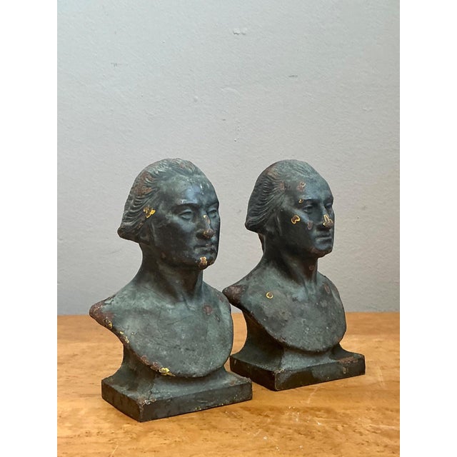 Vintage Patinated Busts of George Washington - A Pair For Sale - Image 11 of 18